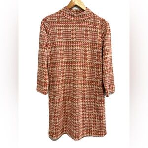 Tyler Boe Houndstooth Knit Mock Neck Mini Dress Size Small